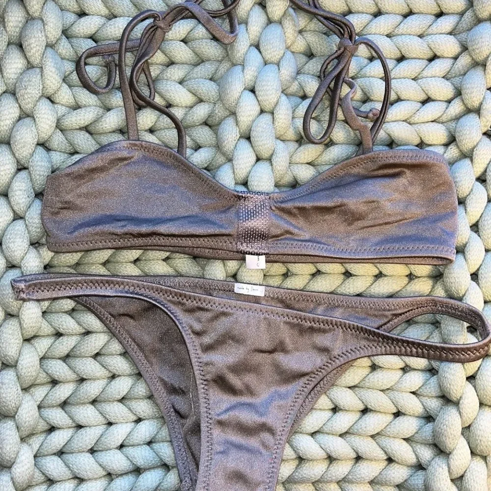 Chic metallic convertible bandeau/halter set by designer Made By Dawn. - Picture 2 of 5